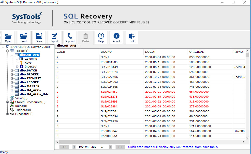 Preview of MDF/NDF File Data