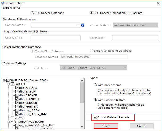 Export Data with Schema or Without Schema