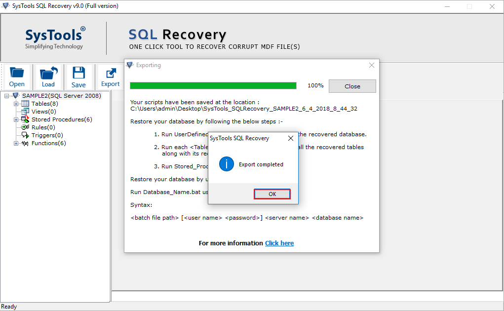 Software Has Done SQL Recovery Task